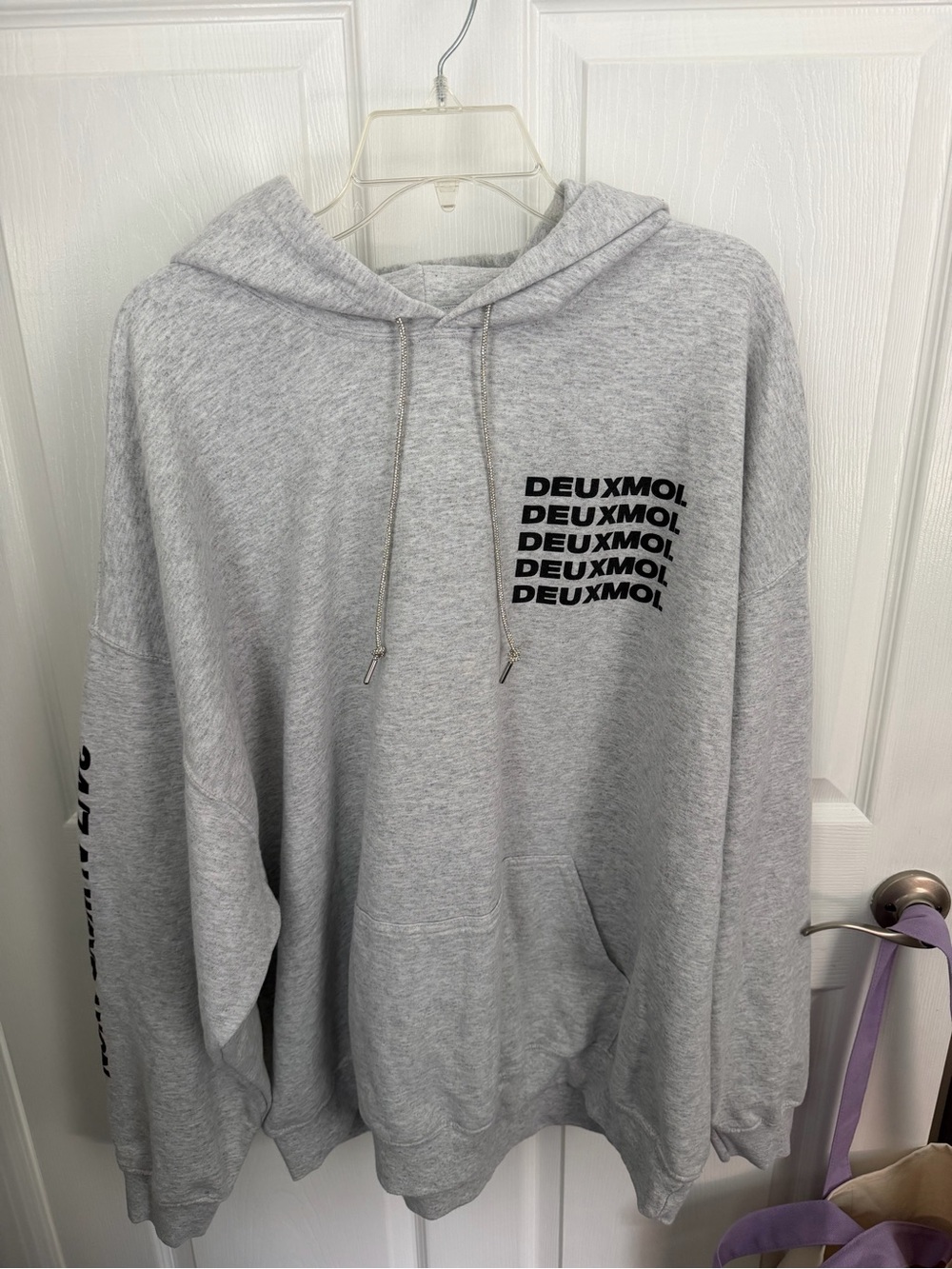 Deuxmoi Gray Pullover Crystalized Drawstring